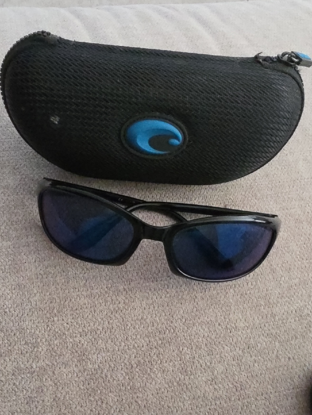 Costa Black Sunglasses with Blue Mirrored Lenses